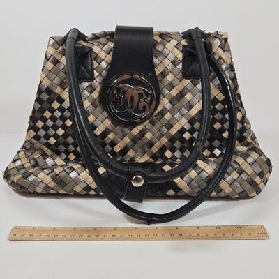 LOT 45: Sharif Woven Sachel Bag, Bueno Shoulder Bag, Fishnet Fringed Scarf, Real Estate Agent Scarf, and Flowered Scarf