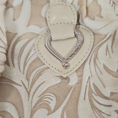 LOT 46: Eel Skin Shoulder Bag, Flower Patterned Handbag, Gold-tone Sequined Hobo Bag, and Multiple Stylish Belts Including Macrame,...