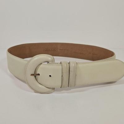 LOT 46: Eel Skin Shoulder Bag, Flower Patterned Handbag, Gold-tone Sequined Hobo Bag, and Multiple Stylish Belts Including Macrame,...