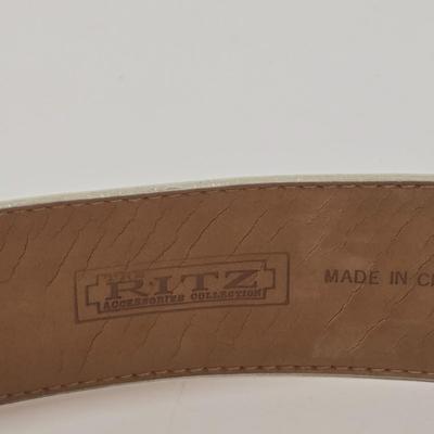 LOT 46: Eel Skin Shoulder Bag, Flower Patterned Handbag, Gold-tone Sequined Hobo Bag, and Multiple Stylish Belts Including Macrame,...