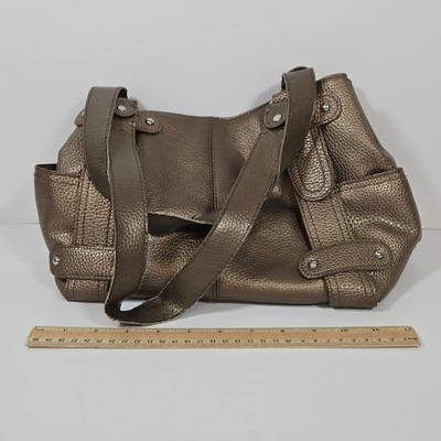 LOT 47: Chanel- Like Crossbody Bag, Metallic Bronze Color Handbag, Laura Ashley Scarf, Dragonfly Scarf with Fringe, and More Fashion Scarves