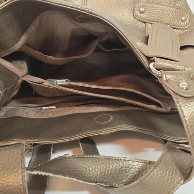 LOT 47: Chanel- Like Crossbody Bag, Metallic Bronze Color Handbag, Laura Ashley Scarf, Dragonfly Scarf with Fringe, and More Fashion Scarves