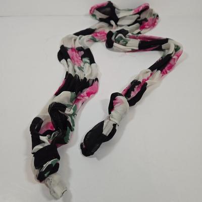 LOT 47: Chanel- Like Crossbody Bag, Metallic Bronze Color Handbag, Laura Ashley Scarf, Dragonfly Scarf with Fringe, and More Fashion Scarves