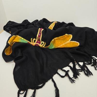 LOT 47: Chanel- Like Crossbody Bag, Metallic Bronze Color Handbag, Laura Ashley Scarf, Dragonfly Scarf with Fringe, and More Fashion Scarves