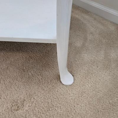 LOT 48: Wooden Night Stand with Glass Top, Mirror, and Faux Flower Decor