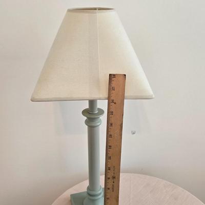 LOT 49: Round Table with Tablecloth, Lamp, Hen Feathers Bud Vase, and Hand-Painted Nippon Trinket Bowl