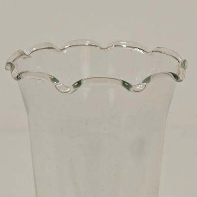 LOT 49: Round Table with Tablecloth, Lamp, Hen Feathers Bud Vase, and Hand-Painted Nippon Trinket Bowl