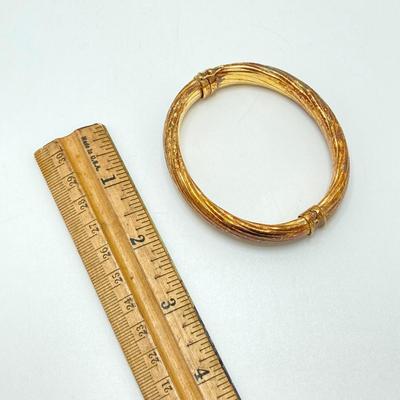 LOT 57: 925 Italy Sterling Gold Vermeil Hinged Bangle Bracelet - TW 24.07g