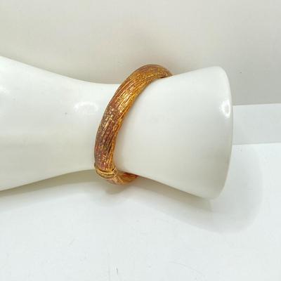 LOT 57: 925 Italy Sterling Gold Vermeil Hinged Bangle Bracelet - TW 24.07g