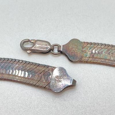 LOT 58: 925 Sterling Made in Italy Silver Herringbone Chain Necklace - TW 28.97g