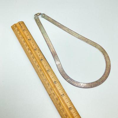 LOT 58: 925 Sterling Made in Italy Silver Herringbone Chain Necklace - TW 28.97g