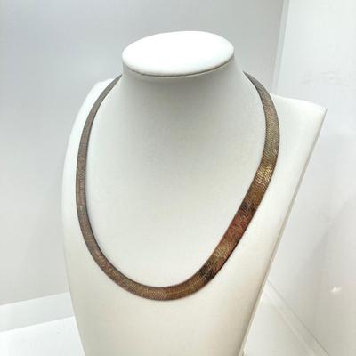 LOT 58: 925 Sterling Made in Italy Silver Herringbone Chain Necklace - TW 28.97g