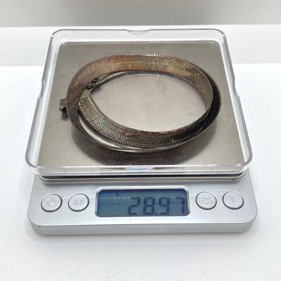 LOT 58: 925 Sterling Made in Italy Silver Herringbone Chain Necklace - TW 28.97g