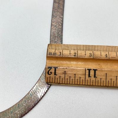 LOT 58: 925 Sterling Made in Italy Silver Herringbone Chain Necklace - TW 28.97g