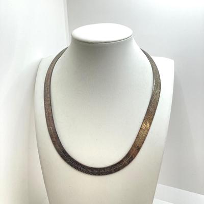 LOT 58: 925 Sterling Made in Italy Silver Herringbone Chain Necklace - TW 28.97g
