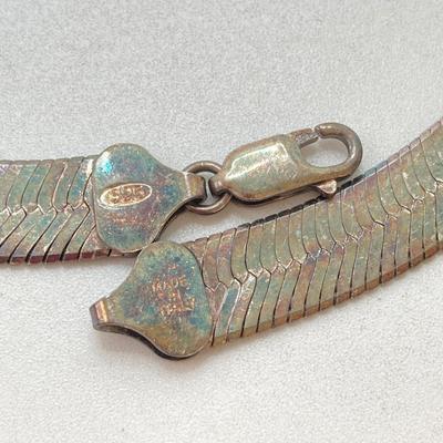 LOT 58: 925 Sterling Made in Italy Silver Herringbone Chain Necklace - TW 28.97g