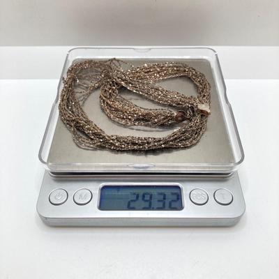 LOT 59: 925 Italy Sterling Silver Multi Strand Necklace - TW 29.32g 16"