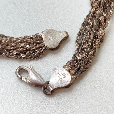LOT 59: 925 Italy Sterling Silver Multi Strand Necklace - TW 29.32g 16"