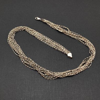 LOT 59: 925 Italy Sterling Silver Multi Strand Necklace - TW 29.32g 16"