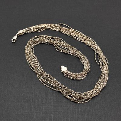 LOT 59: 925 Italy Sterling Silver Multi Strand Necklace - TW 29.32g 16"