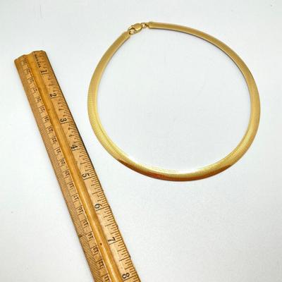 LOT 61: GD Italy 18K GP Reversible Herringbone Chain Necklace