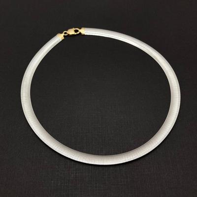 LOT 61: GD Italy 18K GP Reversible Herringbone Chain Necklace