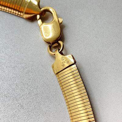 LOT 61: GD Italy 18K GP Reversible Herringbone Chain Necklace