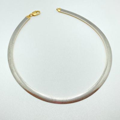 LOT 61: GD Italy 18K GP Reversible Herringbone Chain Necklace