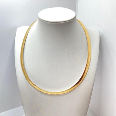 LOT 61: GD Italy 18K GP Reversible Herringbone Chain Necklace