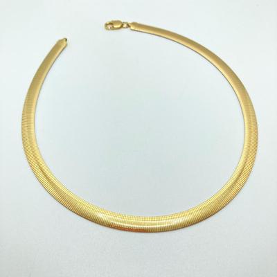 LOT 61: GD Italy 18K GP Reversible Herringbone Chain Necklace