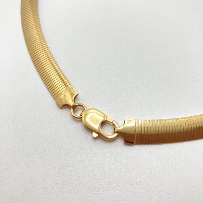LOT 61: GD Italy 18K GP Reversible Herringbone Chain Necklace