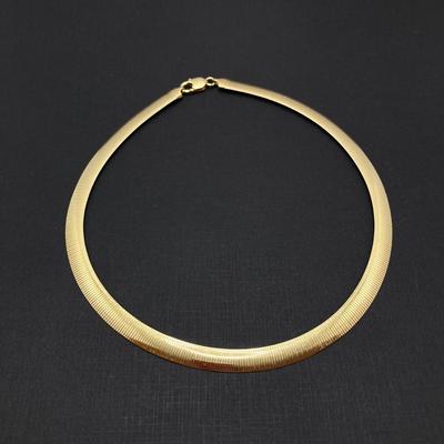 LOT 61: GD Italy 18K GP Reversible Herringbone Chain Necklace