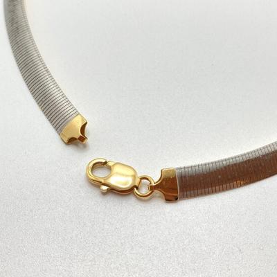 LOT 61: GD Italy 18K GP Reversible Herringbone Chain Necklace