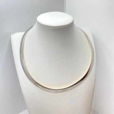 LOT 61: GD Italy 18K GP Reversible Herringbone Chain Necklace