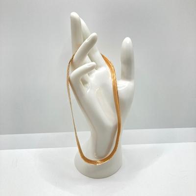 LOT 62: Italy Gold Herringbone Chain Necklace - 14KT / 585, TW 21.33g, 14"