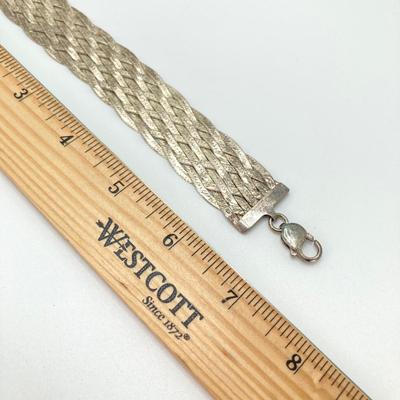 LOT 68: 925 Sterling Silver (Made in Italy Milor) Braided Herringbone Bracelet - TW 27.40g