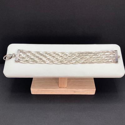 LOT 68: 925 Sterling Silver (Made in Italy Milor) Braided Herringbone Bracelet - TW 27.40g