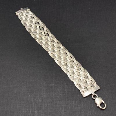 LOT 68: 925 Sterling Silver (Made in Italy Milor) Braided Herringbone Bracelet - TW 27.40g