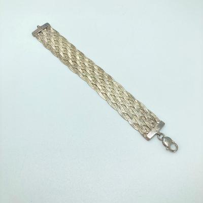 LOT 68: 925 Sterling Silver (Made in Italy Milor) Braided Herringbone Bracelet - TW 27.40g