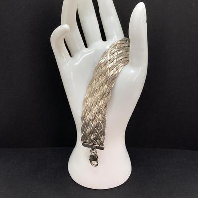 LOT 68: 925 Sterling Silver (Made in Italy Milor) Braided Herringbone Bracelet - TW 27.40g
