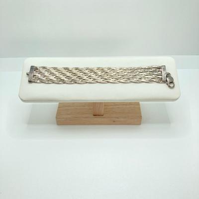 LOT 68: 925 Sterling Silver (Made in Italy Milor) Braided Herringbone Bracelet - TW 27.40g
