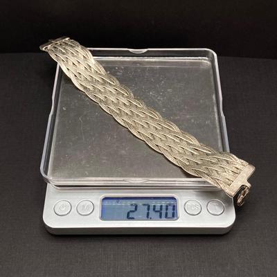 LOT 68: 925 Sterling Silver (Made in Italy Milor) Braided Herringbone Bracelet - TW 27.40g