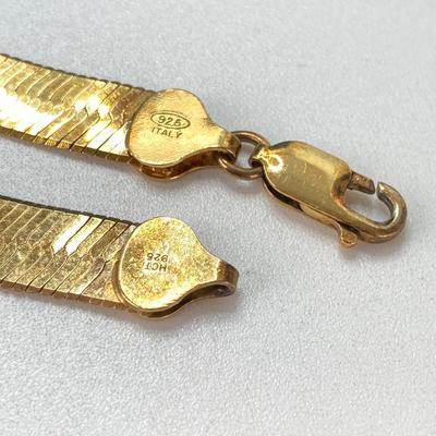 LOT 69: Italy 925 Sterling Silver HGT Gold Vermeil Chain Necklace - TW 21.56g, 18"