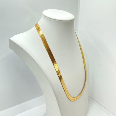 LOT 69: Italy 925 Sterling Silver HGT Gold Vermeil Chain Necklace - TW 21.56g, 18"