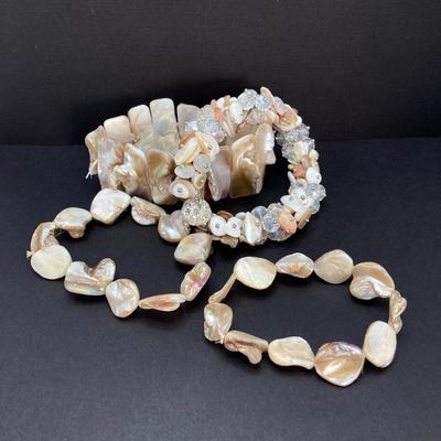 LOT 71: Vintage Shell / Nautical Style Jewelry - Bracelets and Earrings