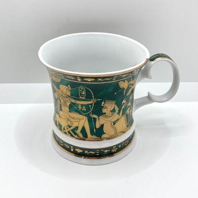 LOT 80: Egyptian Collection - Carved Bone Necklace, Fathi Mahmoud Mug and Stamps
