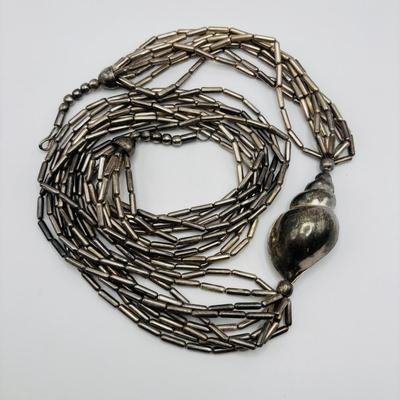 LOT 84: Ali Khan New York Multi Strand Black & Grey Beaded Necklace, Beaded Rope Necklace w/Tassels, Silver Tone Statement Necklace...