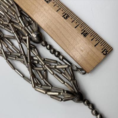 LOT 84: Ali Khan New York Multi Strand Black & Grey Beaded Necklace, Beaded Rope Necklace w/Tassels, Silver Tone Statement Necklace...