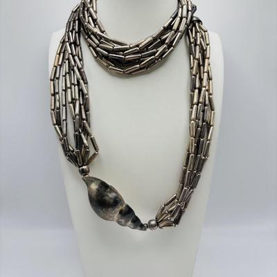 LOT 84: Ali Khan New York Multi Strand Black & Grey Beaded Necklace, Beaded Rope Necklace w/Tassels, Silver Tone Statement Necklace...