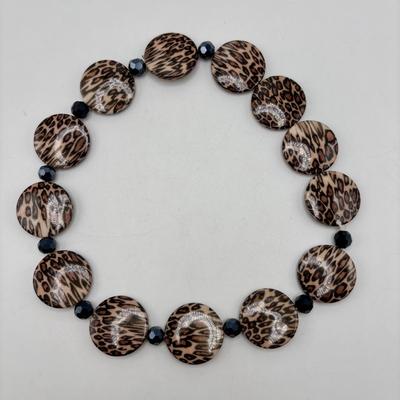 LOT 86: Handcrafted Wooden Bead Necklace & Fringed Thread Scarve/Collar Necklace along with Shell Mosaic Bead Statement Necklace,...